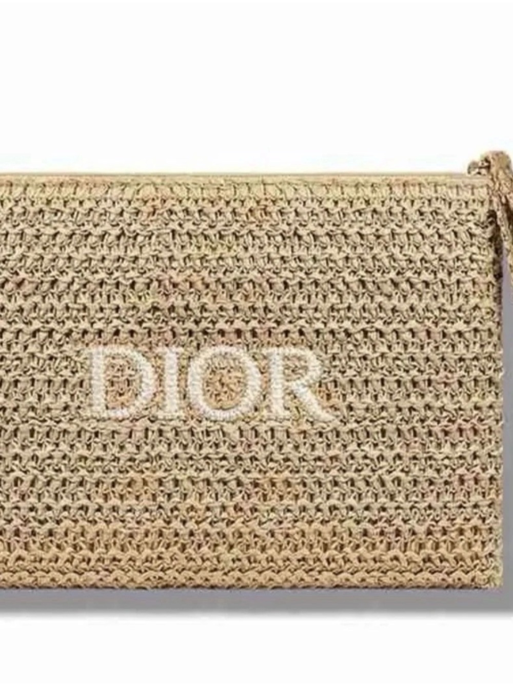 Dior Raffia Woven Cosmetics Pouch / Clutch New